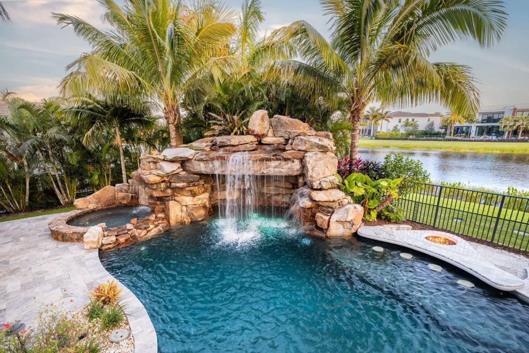 Rock fall into a pool