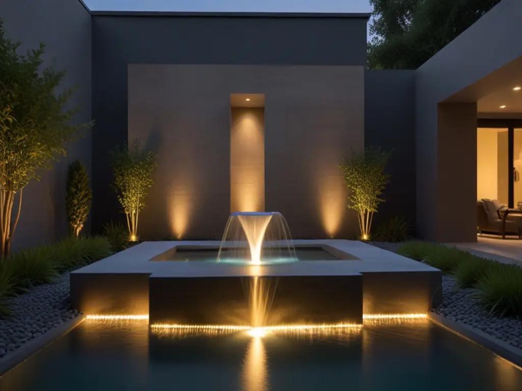 Wall basin, lit, closed reservoir
